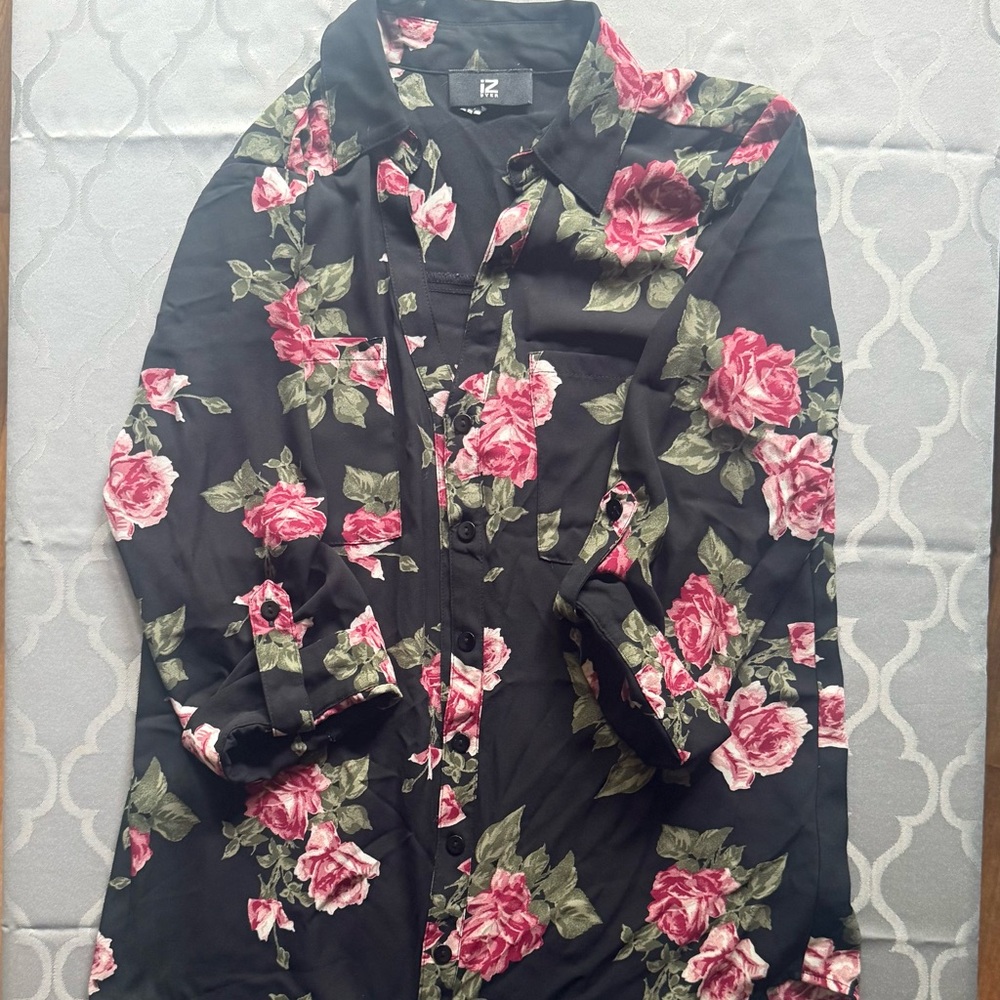 Rose Print Portofino Shirt
